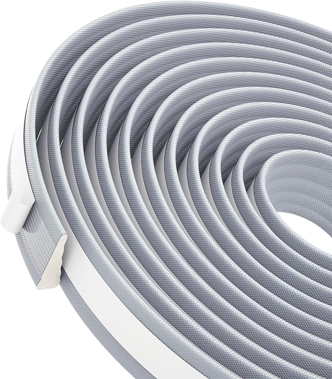 QDiShi 118" Wedge-Shape Weather Stripping Door Seal Weatherproof Foam Seals Self Adhesive Insulation Anti-Collision Strip Soundproofing Frame Insulation Tape Fits 0.13-0.31" Gaps(Grey)