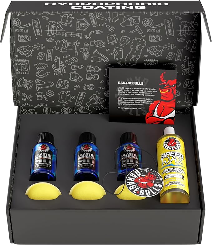 garage bulls Car Plastic Restorer & Hydrophobic Trim Ceramic Coating Kit Car Accessories Long Lasting Coating (3 Pack)