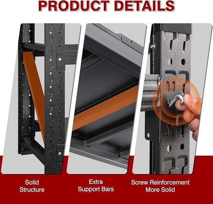 3000LBS Metal Steel Storage Shelves - 40" W Black 4 Tier Heavy Duty Rack Commercial Industrial Shelving with Adjustable Shelf for Basement Garage Warehouse - 40" W x 19.5" D x 59.5" H