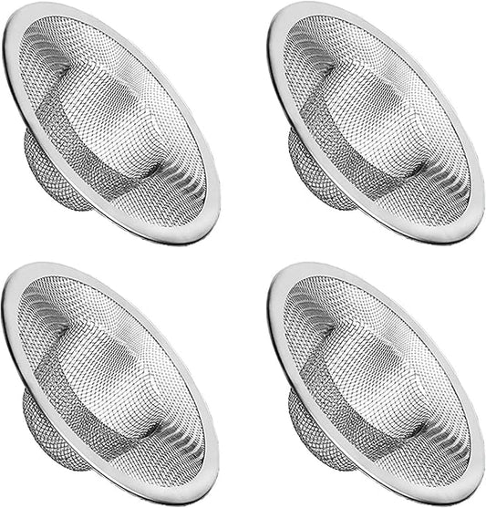 4pcs Heavy Duty Stainless Steel Kitchen Sink Strainer, 2.75" Top / 1" Mesh Metal Sink Strainer,Perfect for Kitchen Sink/Bathroom Bathtub Wash basin Floor drain balcony Drain Hole, Utility