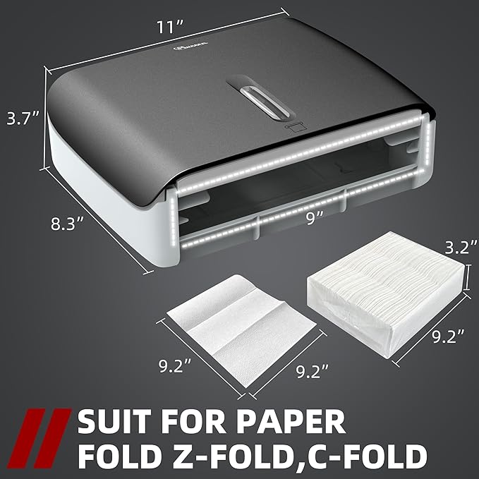 Bathroom Paper Towel Dispenser Pack of 2 Durable ABS Plastic Easy Installation No Drilling Waterproof Dustproof for Home Washroom Kitchen Bedroom