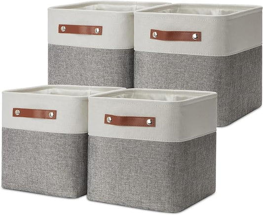 DULLEMELO 11 Inch Cube Storage Bins Fabric Storage Cubes 4 Pack Foldable Cube Storage Baskets for Cube Organizer, Cube Storage Organizer Bins for Home Office Organizer Closet, Shelves, Toy, Nursery
