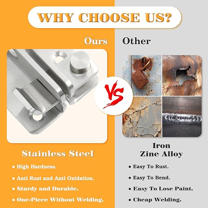 Alise Flip Latch Gate Latch,Shed Door Latch Barn Door Lock Shed Lock Shed Latch,Brushed Stainless Steel Locking Latches for Shed Barn Fence Chicken Dog Cage Window Cabinet Backyard Garage,L-Size