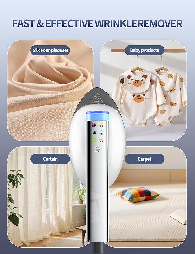 Sundu 1500W Steamer for Clothes, 2-in-1 Vertical & Flat Iron Clothes Steamer, 6 Professional Steam Modes, 800mL Tank, 30s Fast Heat-Up, Auto Shut-Off (10min), Portable Handle, Standing Design, White