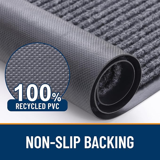 OLANLY Front Door Mat Indoor Outdoor Entrance, Waterproof Heavy Duty Doormat, Fade Resistant, Low Profile, Easy Clean Patio Porch Welcome Floor Mats for Entry, 71x23, Grey