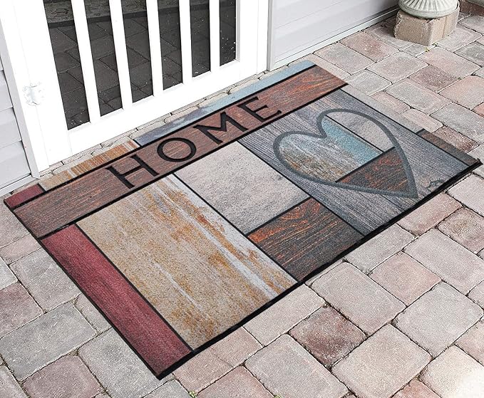 CHICHIC Welcome Door Mat 18x 30 Inch Front Doormat Outdoors for Home Entrance Outdoors Mat for Outside Entry Way Doormat Entry Rugs, Heavy Duty Non Slip Rubber Back Low Profile, Heart