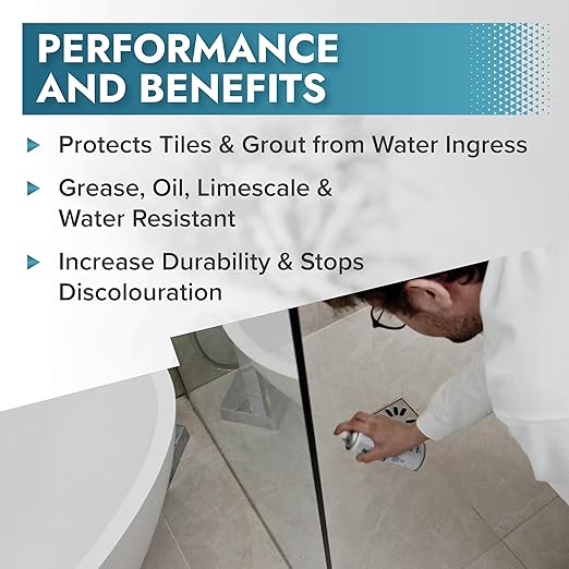 Polar Tile & Grout Sealer Clear Aerosol Spray - 2 x 13.5 Fl Oz | Instantly Waterproofs and Protects Floor Tile Grout | Ideal for Bathroom, Shower & Kitchen | Interior & Exterior Tile Sealer