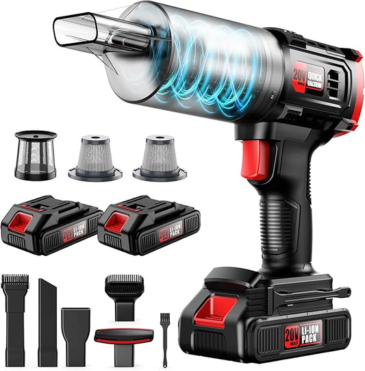 Cordless Handheld Vacuum Cleaner - 35000PA Strong Suction for Car & Home, Car Vacuum Portable Rechargeable Lightweight for Pet Hair with HEPA Filter, Quick Clean in Office/Desk/Couch (Red)