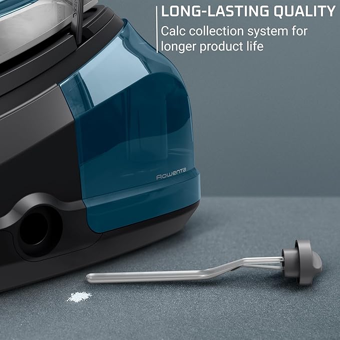 Rowenta Steam Station, Stainless Steel Soleplate, Professional Iron Steamer for Clothes, 1.1L Removable Tank, Fast Heat Up, 1800 Watts, Blue Clothes Iron, DG8624