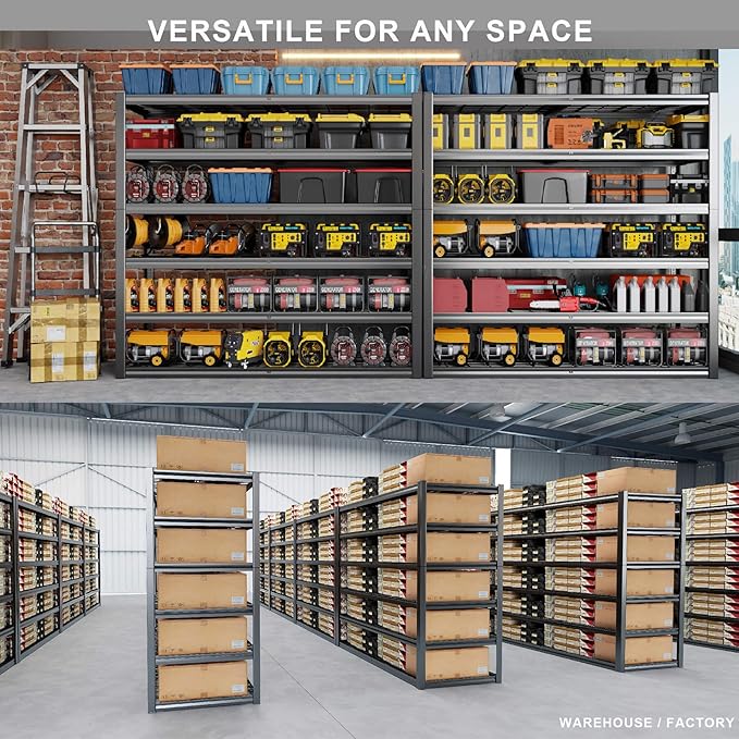 60" Wide Heavy Duty Garage Shelving Adjustable 6 Tier Garage Storage Shelves 3900LBS Metal Shelving Unit Industrial Utility Shelf, 84" H x 60" W x 24" D