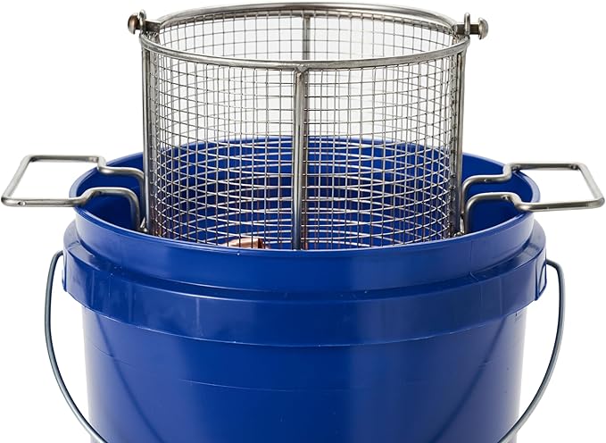 Dip N’ Drain – The Ultimate Stainless Steel Parts Cleaning Basket | Fits Any 2-Gallon Bucket, 1/4″ Mesh, Swing Handle (Bucket Included)