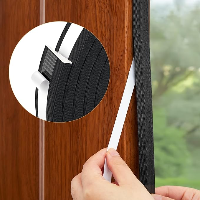 QDiShi 118" Wedge-Shape Weather Stripping Door Seal Weatherproof Foam Seals Self Adhesive Insulation Anti-Collision Strip Soundproofing Frame Insulation Tape Fits 0.13-0.31" Gaps(Black)