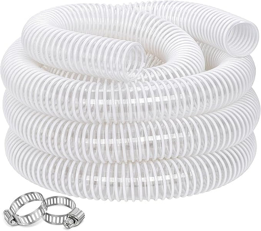 Dust Collection Hose 2-1/2 in × 10 ft Heavy Duty Clear Flexible PVC Reinforced Thicken Helix Suction Discharge Corrugated Pipe Hose for Fume Dust Collector Fitting Wood Chip Saw (2.5 inch hose)