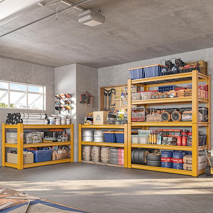 REIBII 72''H Garage Shelving 3010 LBS Storage Shelves Adjustable Metal Shelving 5 Tier Metal Shelves for Storage Industrial Shelf for Kitchen Pantry Warehouse Basement 72" HX35.5 WX16 D, 2 Pack