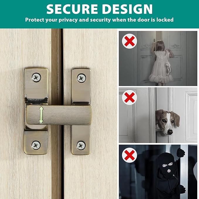 90/180 Degree Flip Latch Gate Latch, Heavy Duty Black Safety Door Lock Enhanced Security Flip Latch Lock Hardware for Interior Door Front Door Barn Garden Fence Window Bathroom Cabinet