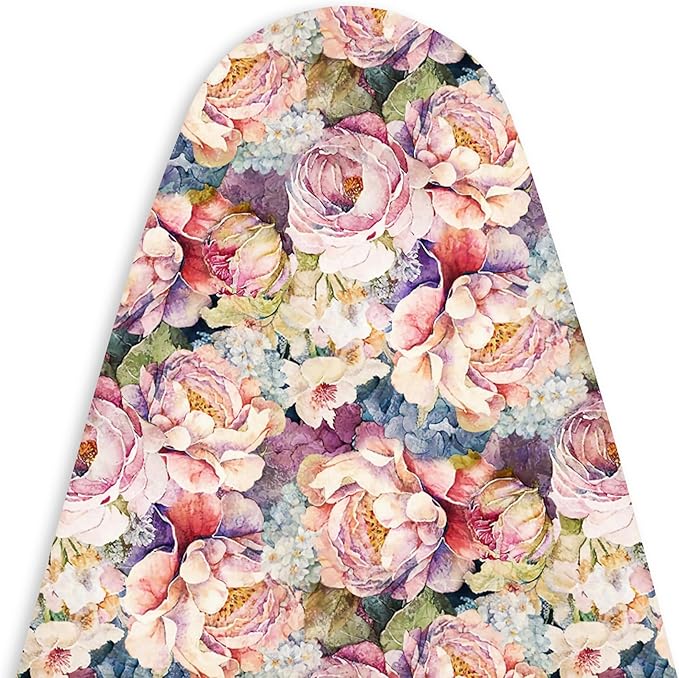 Encasa XO Ironing Board Cover and Pad 42"x14" - Free Silicone Iron Rest & Mesh Cloth - 4mm Felt, Medium Iron Board Cover with Padding - Heat Resistant, Non Slip Drawstring Wildflowers