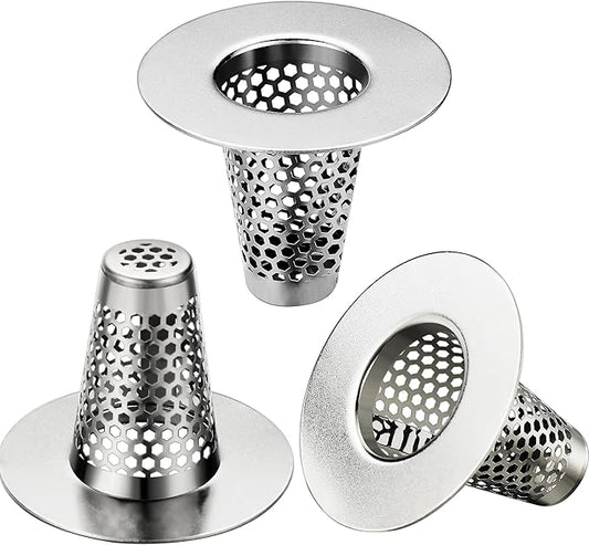 Bathroom Sink Drain Strainers for 1.1"-1.6" Depth Than 1.6" Drain Hole Catcher for Laundry, Utility, RV Sink.Small Conical Bathroom Sink Strainer Basket (0.94 inch Mouth Wide,3 Pcs)