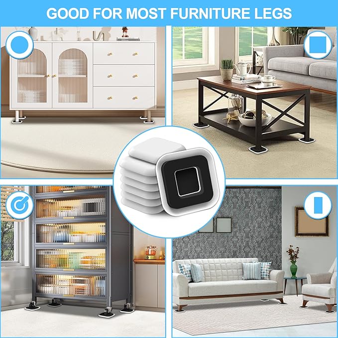 Upgrade Furniture Sliders, Furniture Sliders for Carpets, 8 PCS 4.3" Moving Pads with Anti-Slip Groove, Furniture Moving Sliders for Easy Move Bed Couch Tables Cabinet Heavy Duty, Protect Carpets