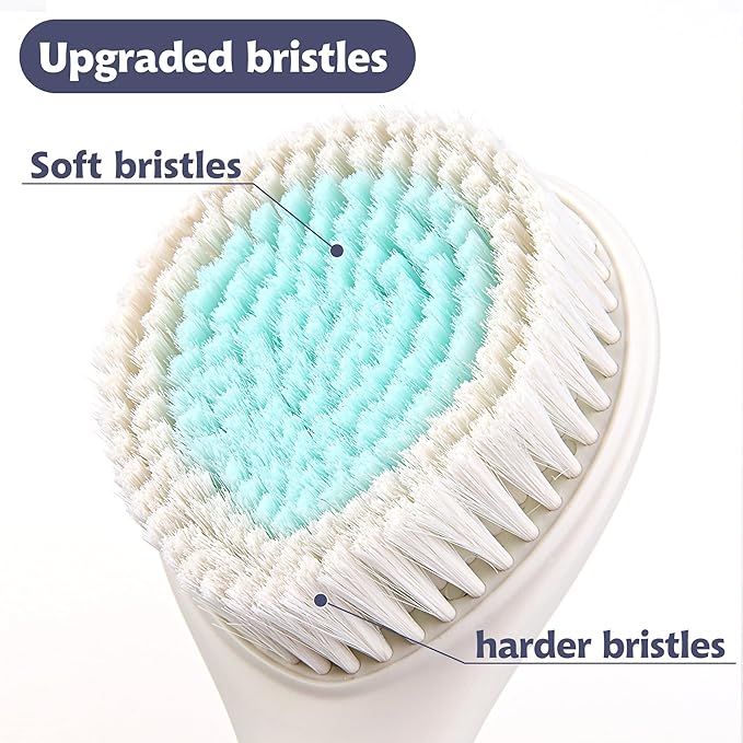 BEDELITE Back Bath Brush Long Handle for Shower of 2 - Soft Shower Brush for Men & Women,Back Brush Scrubber - 16.4" Long Skin Exfoliator for Body Bath Scrubber（2 Pack, Pink & Ivory）