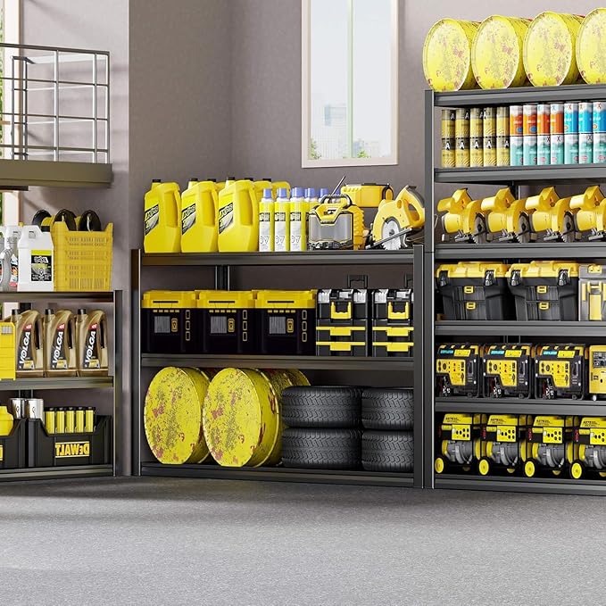 65" W Garage Shelving Heavy Duty, 6 Tier Garage Shelves, Adjustable Storage Shelving Unit, Commercial Metal Shelf for Warehouse, Pantry, School, Shop, 4 Pack