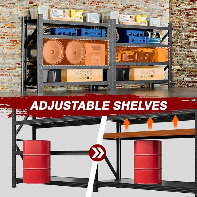 3000LBS Metal Steel Storage Shelves - 40" W Black 4 Tier Heavy Duty Rack Commercial Industrial Shelving with Adjustable Shelf for Basement Garage Warehouse - 40" W x 19.5" D x 59.5" H