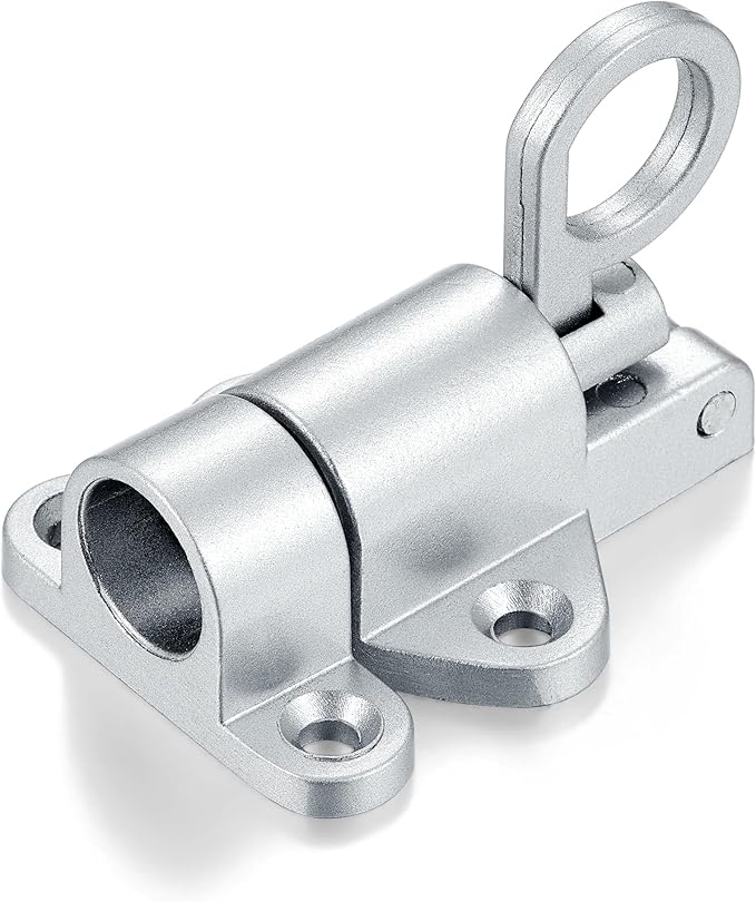 4 Packs Self-Closing Latches，Silver Gray Spring Door Lock，Resilient Bolt Latch Aluminum Alloy Safety Automatic Spring Barrel Slide Door Lock with Screws,Used for Gate,Window and Cabinet etc