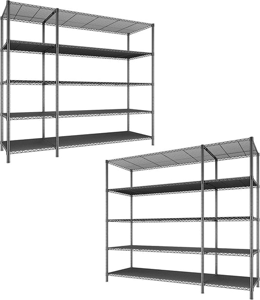 52.36" W Storage Shelves Metal Shelving Unit Load 1400LBS 5 Tier Wire Rack for Storage Adjustable Garage Shelving Heavy Duty Shelves for Pantry Kitchen Garage, 52.36W x13.78Dx70.8H