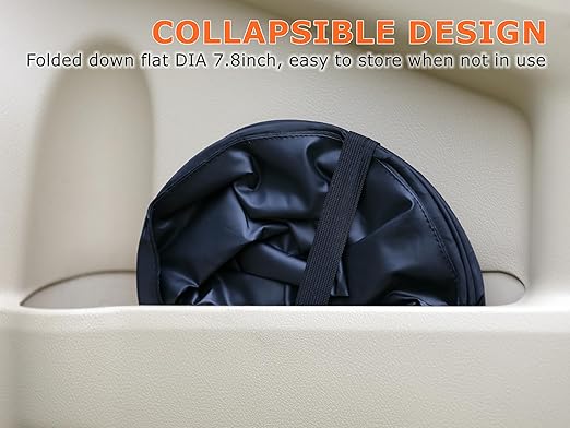 Ginsco 2Packs 2 Gallons New Leakproof Car Trash Can, Compact Trash Can Pop-up Collapsible Hanging Car Trash Bin with Hook and Loop, Waterproof PEVA Liner Open-Top Garbage Can for Cars Home Office