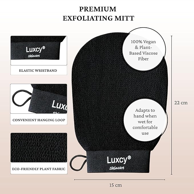 Premium Korean Exfoliating Mitt & Body Scrubber Glove, Viscose Fiber Dead Skin Remover for Smooth, Radiant Skin, Shower Skincare, Keratosis Pilaris Treatment & Self-Tan Prep (1 Pack)