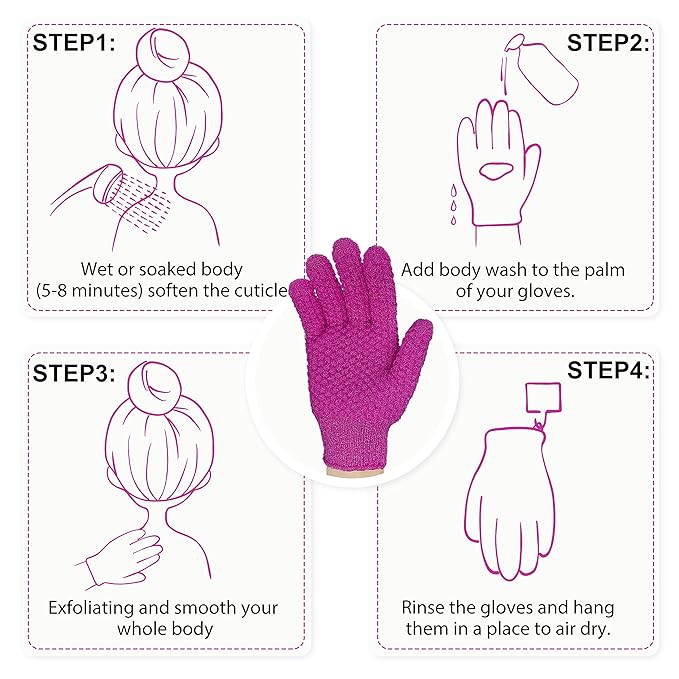 Evridwear Exfoliating Dual Texture Bath Gloves for Shower, Spa, Massage and Body Scrubs, Dead Skin Cell Remover, Gloves with Hanging Loop (1 Pair Innuendo Heavy Glove)