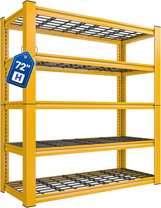 REIBII 72''H Garage Shelving 3010 LBS Storage Shelves Adjustable Metal Shelving 5 Tier Metal Shelves for Storage Industrial Shelf for Kitchen Pantry Warehouse Basement 72" HX35.5 WX16 D