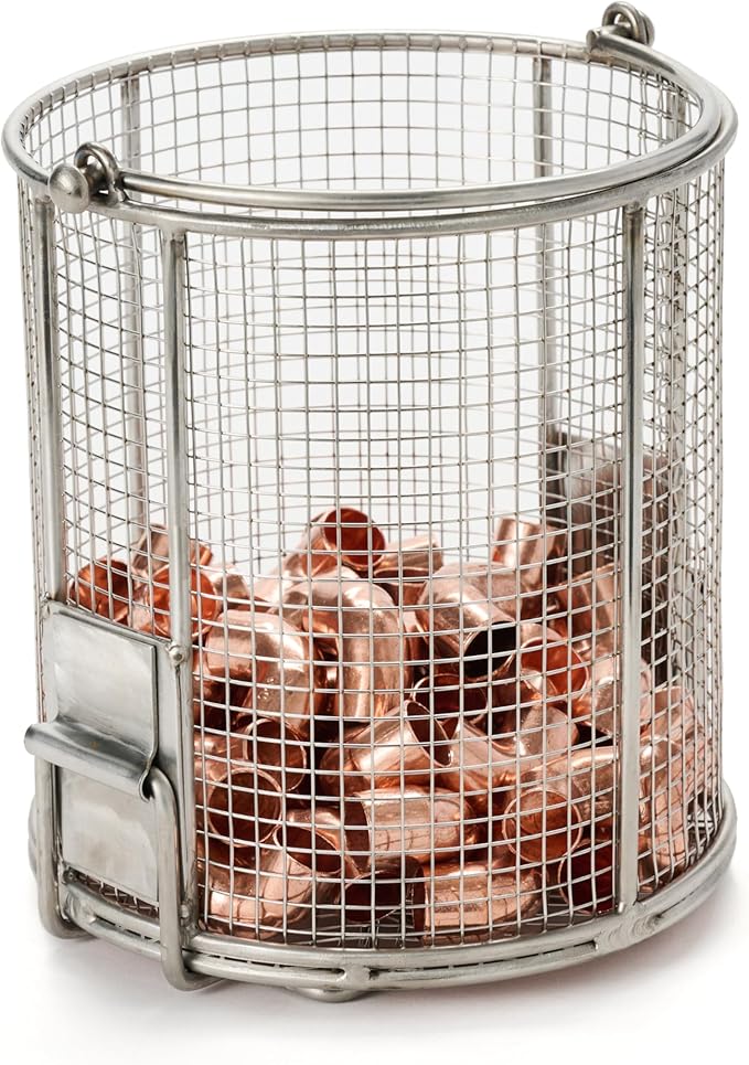 Dip N’ Drain – The Ultimate Stainless Steel Parts Cleaning Basket | Fits Any 2-Gallon Bucket, 1/4″ Mesh, Swing Handle (Bucket Included)
