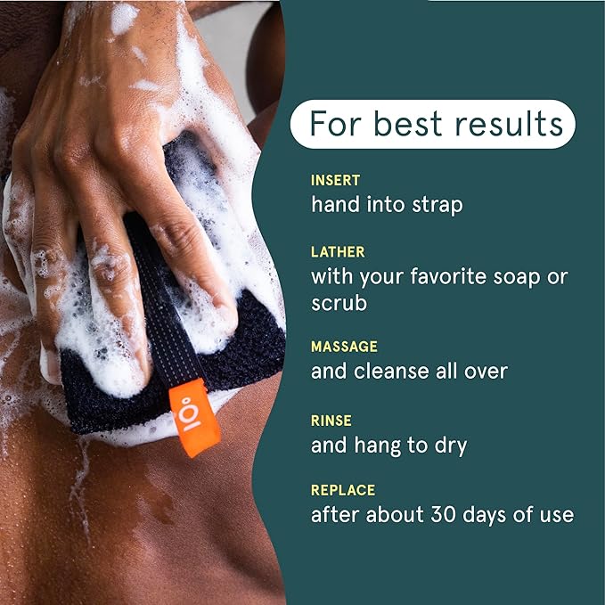 Cleanlogic Sport Exfoliating Body Scrubber, Large Exfoliator Tool for Athletes, Daily Skincare Routine for Smooth Clean Skin, Assorted Colors, 3 Count Value Pack