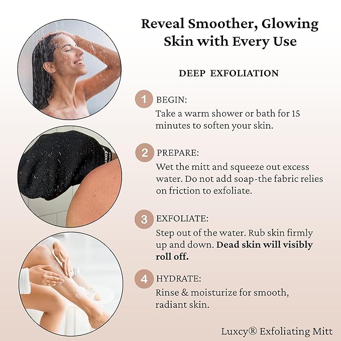 Premium Korean Exfoliating Mitt & Body Scrubber Glove, Viscose Fiber Dead Skin Remover for Smooth, Radiant Skin, Shower Skincare, Keratosis Pilaris Treatment & Self-Tan Prep (1 Pack)