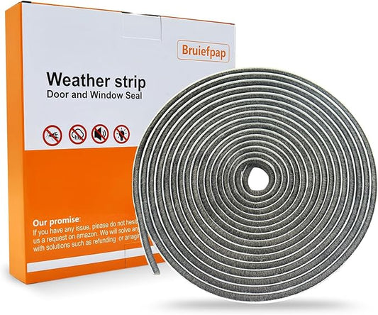 24.6FT Brush Weather Stripping, Neat Pile Self Adhesive Seal Strip for Windows and Door, Weatherstrip for Soundproofing, Windproof, Dustproof, Stronger Stickiness, 0.35'' Wide x 0.6'' Thick, Grey