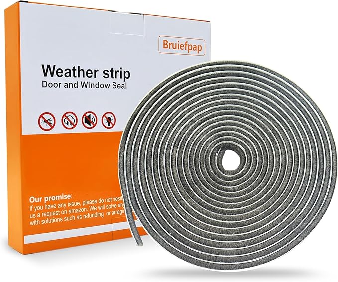 69FT Brush Weather Stripping, Neat Pile Self Adhesive Seal Strip for Windows and Door, Weatherstrip for Soundproofing, Windproof, Dustproof, Stronger Stickiness, 0.35'' Wide x 0.2'' Thick, Grey