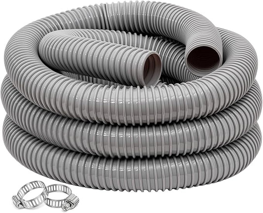 Dust Collection Hose 2 in × 5 ft Heavy Duty Flexible PVC Reinforced Thicken Helix Suction Discharge Corrugated Pipe Hose for Fume Dust Collector Fitting Wood Chip Saw (2 inch gray hose)