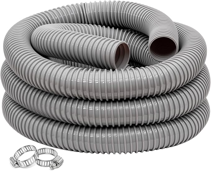 Dust Collection Hose 2 in × 20 ft Heavy Duty Flexible PVC Reinforced Thicken Helix Suction Discharge Corrugated Pipe Hose for Fume Dust Collector Fitting Wood Chip Saw (2 inch gray hose)