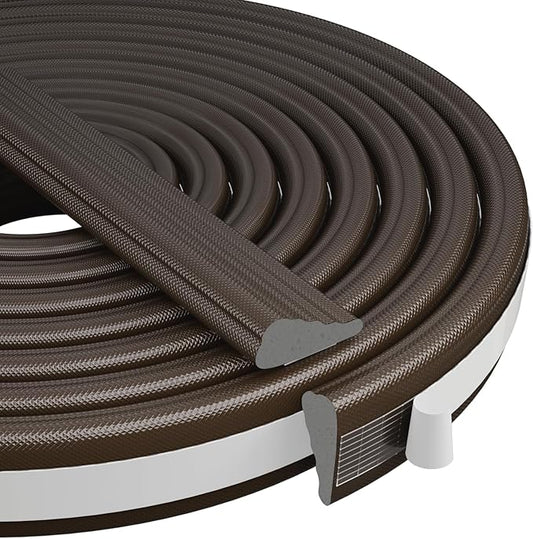 Wedge-Shape Window Weather Stripping Door Frame Seal Strip 118” Brown,Upgrade Black Foam,Soundproofing,Draft Stopper,Winter Insulation,Noise Blocker, Gap Filler for Exterior Front Door Side