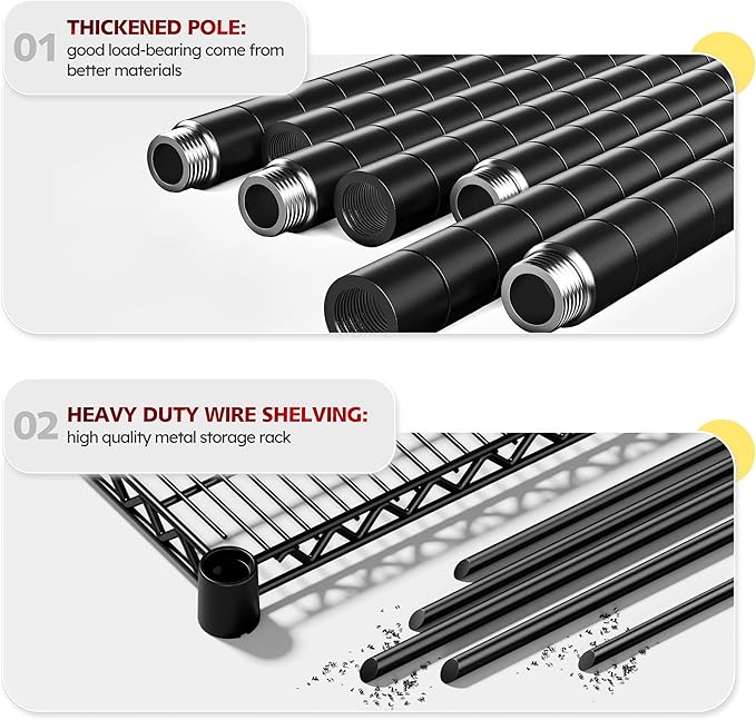 REIBII 55.5''W Heavy Duty Metal Shelves with Wheels - 4PCS Adjustable Garage Storage Rack, 75.6" H X 55.5''W X 24" D