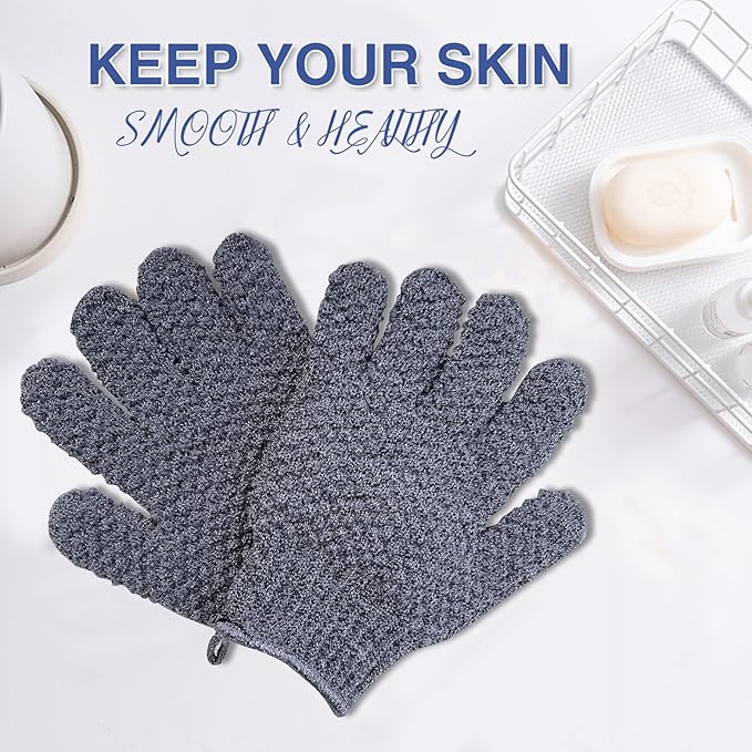 Yiclick Heavy Exfoliating Gloves, Exfoliating Body Scrubber for Bath Shower Exfoliation, Body Scrub Exfoliator for Dead Skin Remover, Exfoliate Sponge Loofah Washcloth Mitt Men Women