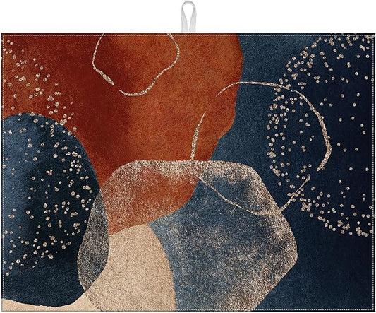 Abstract Stones Art Dish Drying Mat for Kitchen Counter Microfiber Absorbent Dish Kitchen Drying Mat Draining Reusable Washable for Dishes/Utensils/Counterto