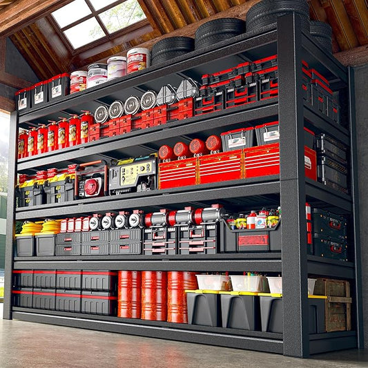 3125LBS Storage Shelves, 60.1" W Garage Shelving Heavy Duty, Adjustable Metal Shelving Unit, Storage Rack for Garage, Basement, Warehouse with Tool-Free Installation, 60.1" W x 24" D x 72.1" H