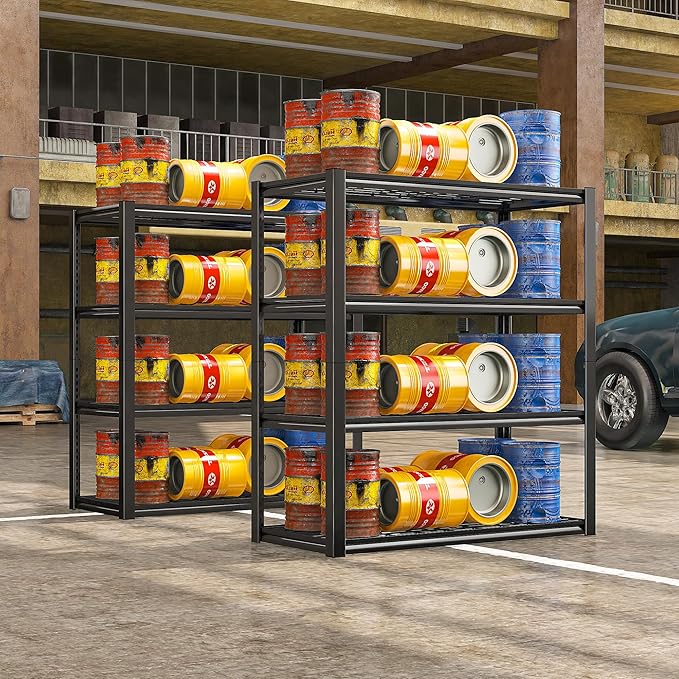 REIBII 40" W Garage Shelving 2240 LBS Storage Shelves Adjustable Heavy Duty Shelving 4 Tier Metal Shelves for Storage 59.5"H Metal Shelf for Pantry Basement Warehouse 40"W × 19.5"D × 59.5"H, 3 Pack