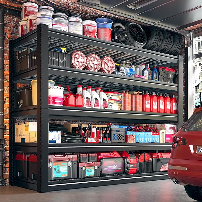 48" W Metal Shelving 5 Tier Garage Shelving 3000LBS Storage Shelves Adjustable Garage Shelves Industrial Metal Shelf for Basement Warehouse Shop Supermarket 48" W x 24.1" D x 72" H