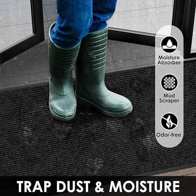 3′ x 54′ Front Door Mat Indoor Outdoor Entrance, Commercial Floor Mat Heavy Duty Dirt Trapper Entryway Doormat, Custom Size Non Slip Rubber Backing Welcome mat, Door Mat for High Traffic Area
