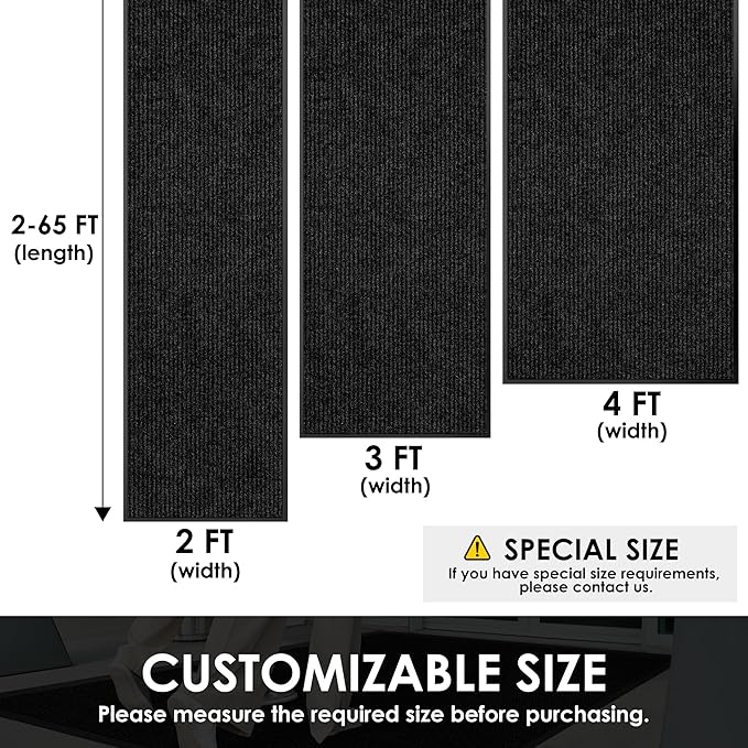 2′ x 41′ Front Door Mat Indoor Outdoor Entrance, Commercial Floor Mat Heavy Duty Dirt Trapper Entryway Doormat, Custom Size Non Slip Rubber Backing Welcome mat, Door Mat for High Traffic Area