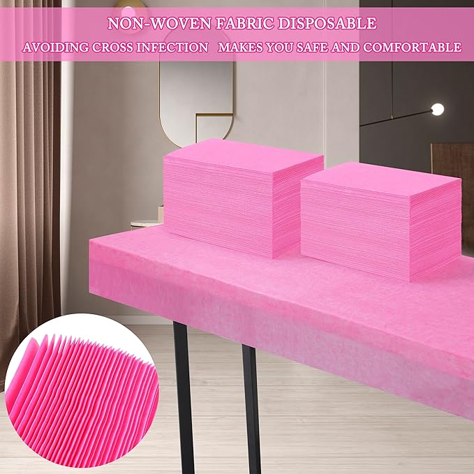 200 Pcs Disposable Bed Sheets 31" x 71" Massage Table Sheets Non Woven Fabric SPA Bed Cover Breathable for Massage Beauty Tattoos(200 Pcs Pink)