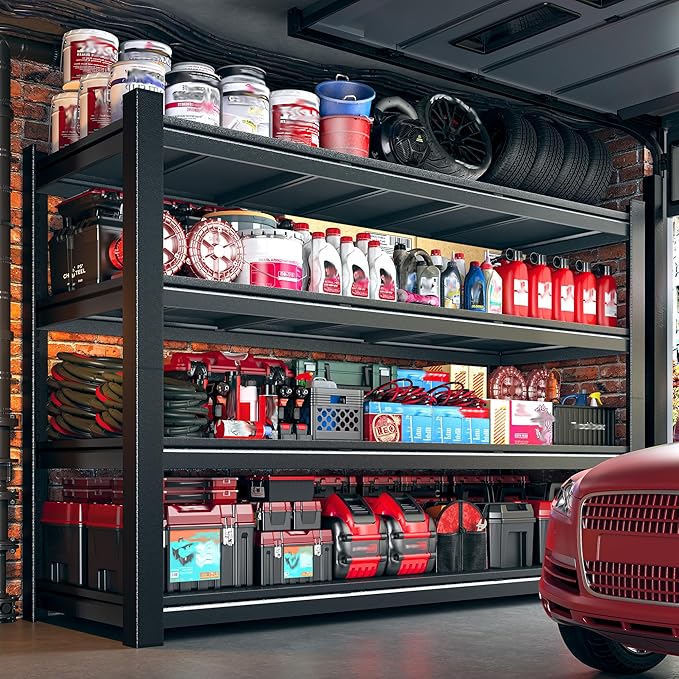 2500LBS Storage Shelves, 60.1" W Garage Shelving Heavy Duty, Adjustable Metal Shelving Unit, Storage Rack for Garage, Basement, Warehouse with Tool-Free Installation, 60.1" W x 24" D x 60.1" H