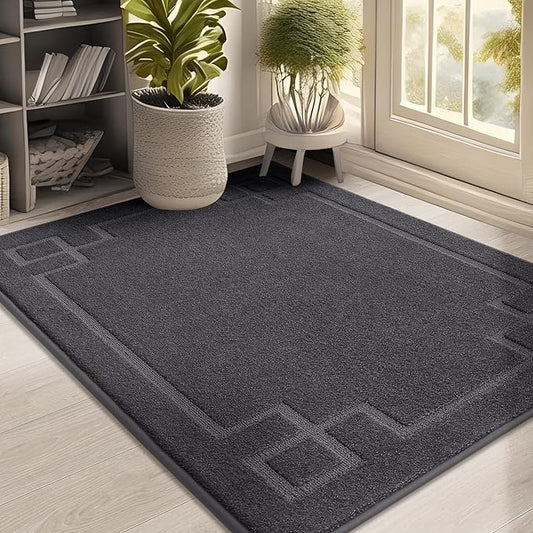 BEQHAUSE Door Mat 32" x 48", Non-Slip Door Mats Indoor Entryway Rugs Washable Low-Profile Absorbent and Stain Resist Floor Mats, Dog Door Mat for Front Back Door, Muddy Wet Shoes & Paws, Dark Grey